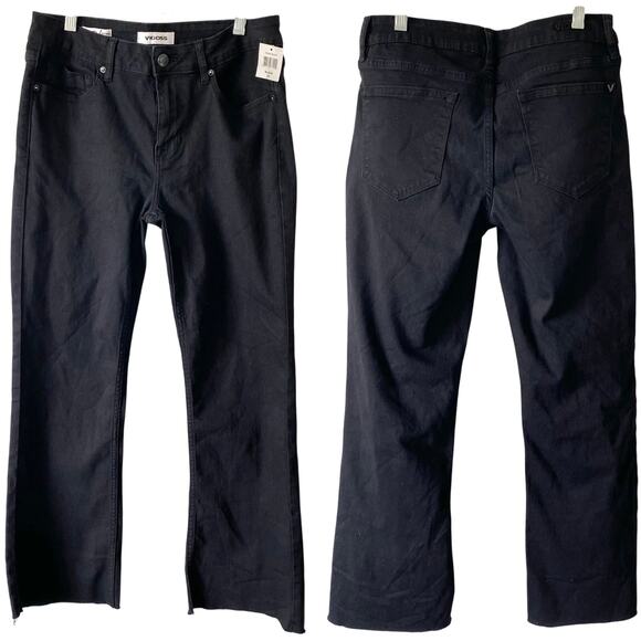 NEW VIGOSS Marley Crop Bootcut Denim Jeans Black Size 29 Raw Hem - Picture 1 of 6
